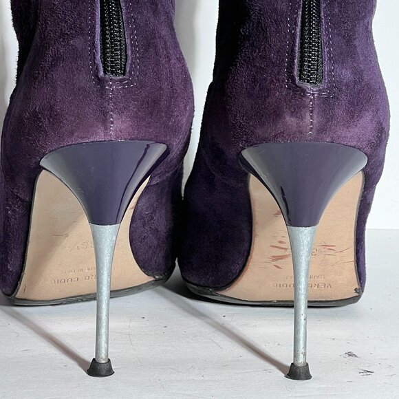 Charles David Purple Suede Pink Swarovski Western Cowboy High Heel Boot Sz 8.5 - Picture 9 of 14